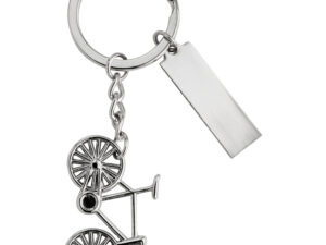 Bike nickel plated keyring