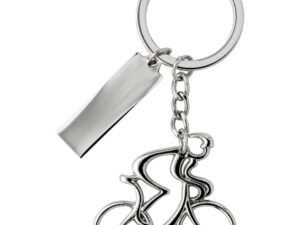 Cyclist nickel plated keyring