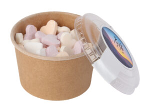 Kraft cardboard tub with fruit heart sweets (90ml)
