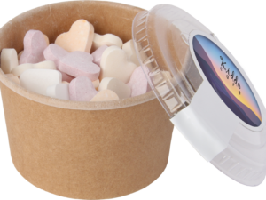 Kraft cardboard tub with fruit heart sweets (90ml) - Image 5