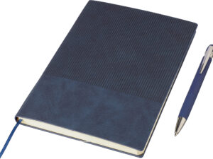 Recycled PU notebook with ballpen gift set (approx. A5)