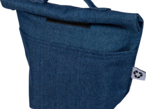 Recycled denim cooler roll-top bag