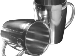 Recycled set of two steel mugs