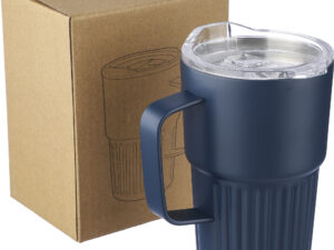 Recycled stainless steel double walled travel mug (450ml) - Image 4