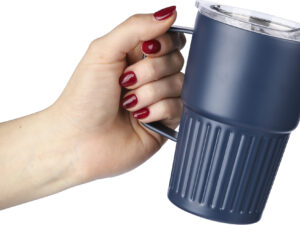Recycled stainless steel double walled travel mug (450ml) - Image 5