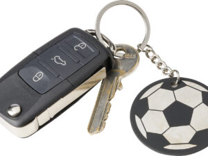 Recycled stainless steel football keyring - Image 3