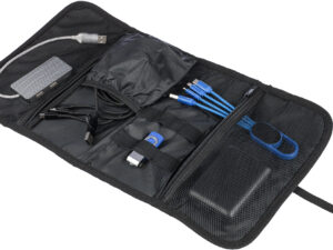Roll-up bag for chargers and cables.