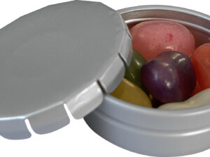 Round click tin with jelly beans