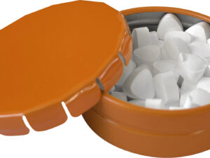 Round click tin with sugar free mints