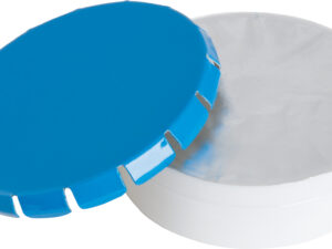 Round plastic pot with metal lid and sugar free mints - Image 3