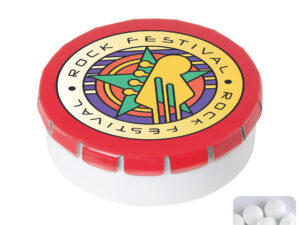 Round plastic pot with metal lid and sugar free mints - Image 5