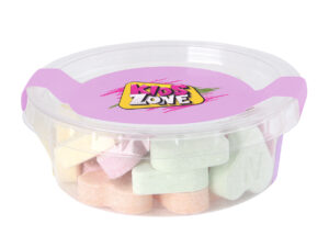 Small eco sweet tub with fruit heart sweets