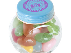 Small glass jar with jelly beans