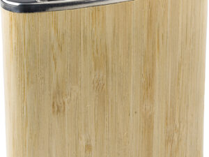 Stainless steel and bamboo hip flask
