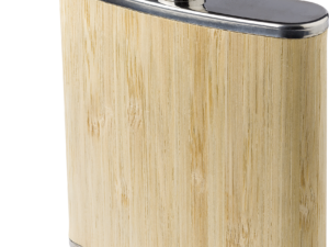 Stainless steel and bamboo hip flask - Image 4
