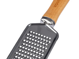 Steel grater with wooden handle