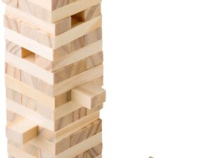 Wooden block tower game